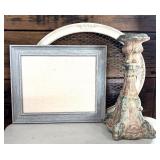 Beautiful Rustic Style Decor including Resin Candleholder, Wall Chicken Wire Decor and Frame