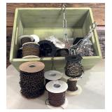 Variety of Crafting Chain Spools including Ball Chain Spool and More (New and Used) with Green Box