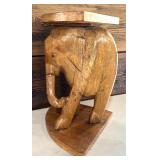 Vintage Hand Carved Wood Elephants and Low Pedestals / Vintage Gorgeous Asian Carved Table In 4 Pieces