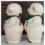 Vintage Adorable Pair of Shawnee Salt and Pepper Shakers / Pigs with Green Scarfs
