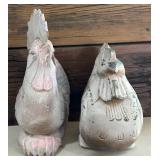 Vintage Rustic Style Folk Art Decorative Chicken and Hen Figurines