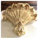 Beautiful Lot of Decor including Tray, Clock and Distressed Flower Bouquet Wall Sconce Shelf