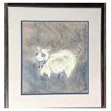 Framed Artwork of White Pig by Philop