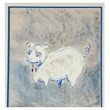 Framed Artwork of White Pig by Philop