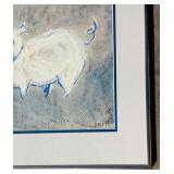 Framed Artwork of White Pig by Philop
