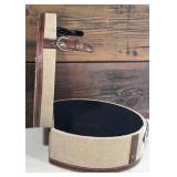 Set of 2 Vintage-Style Hat Boxes with Faux Leather and Burlap Trim