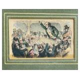 Pair of Framed Vintage Colored Prints with Green Matting, 6x8 Inches Each