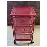 Three Drawer Metal Rolling Storage Cart