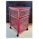 Three Drawer Metal Rolling Storage Cart