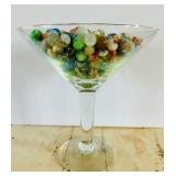 Large Martini Glass Filled with Marbles