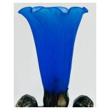 10" Tall Vintage Cherub Lamp with Blue Tulip Glass Shade