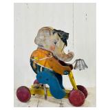 Vintage Fisher-Price Pull Toy Elephant on a Scooter