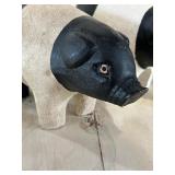 Adorable Wood Carved Pigs