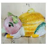 Vegetable and Pig Ceramic Soup Tureen with Lid and Ladle