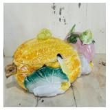 Vegetable and Pig Ceramic Soup Tureen with Lid and Ladle