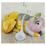 Vegetable and Pig Ceramic Soup Tureen with Lid and Ladle