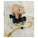 Wooden Pig Pull Toy