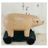 Wooden Pig Pull Toy
