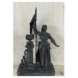 Metal Joan of Arc Statue with Flag