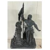 Metal Joan of Arc Statue with Flag