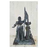 Metal Joan of Arc Statue with Flag