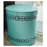Metal Hamper with Decorative Cutout Design