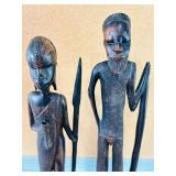 Pair of Vintage African Wood Carved Tribal Statues