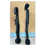 Pair of Vintage African Wood Carved Tribal Statues