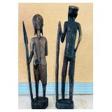 Pair of Vintage African Wood Carved Tribal Statues