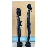 Pair of Vintage African Wood Carved Tribal Statues
