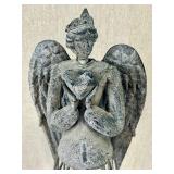 23-Inch Metal Angel Garden Statue with Heart