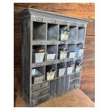 Wooden Organizer Cabinet with Metal Drawers and Cubbies