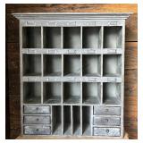 Wooden Organizer Cabinet with Metal Drawers and Cubbies