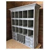 Wooden Organizer Cabinet with Metal Drawers and Cubbies