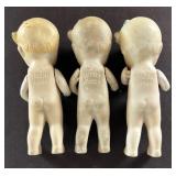 Three Antique Bisque Porcelain Dolls with Jointed Arms