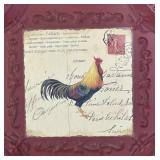 Rooster Print in Red Metal Frame