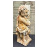 24-Inch Garden Cherub Statue Holding Wheat