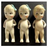 Trio of Adorable Vintage Bisque Porcelain Dolls