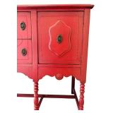 Red Wooden Sideboard Buffet with Drawers and Cabinets