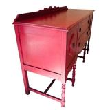 Red Wooden Sideboard Buffet with Drawers and Cabinets