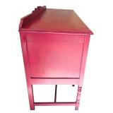 Red Wooden Sideboard Buffet with Drawers and Cabinets