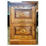 Wood Two-Drawer File Cabinet with Brass Handles