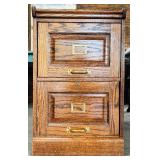 Wood Two-Drawer File Cabinet with Brass Handles