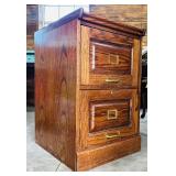 Wood Two-Drawer File Cabinet with Brass Handles