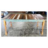Rustic Wooden Dining Table with Distressed Finish