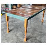 Rustic Wooden Dining Table with Distressed Finish