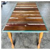 Rustic Wooden Dining Table with Distressed Finish