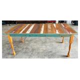 Rustic Wooden Dining Table with Distressed Finish