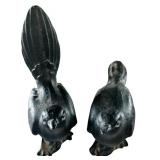 Pair of Cast Iron Bird Sculptures