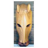 14 Inch Handcrafted Wood Animal Mask Wall Decor